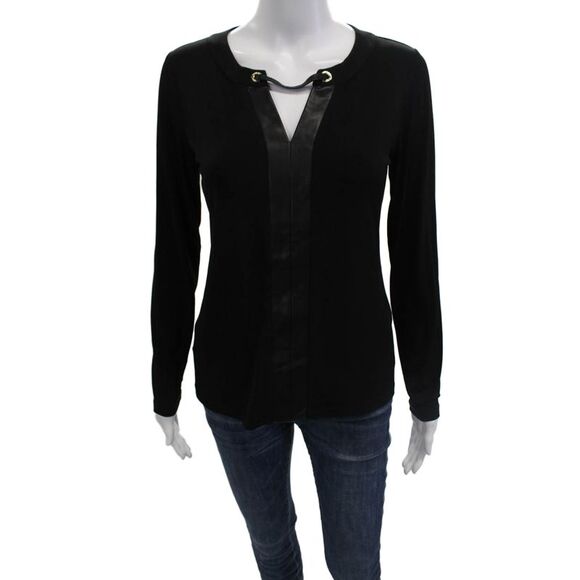 Calvin Klein Tops - Calvin Klein Womens Basic Black Cotton Cashmere Long Sleeve Blouse Size XS